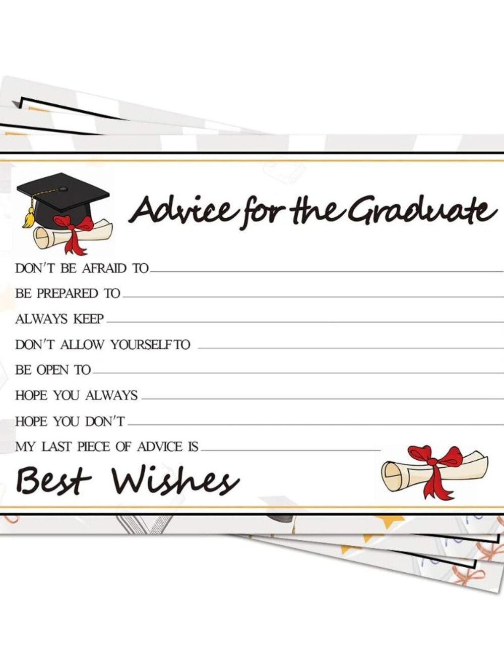 Graduation Wish Cards - 50PCs High School or College Graduation Advice Cards Sup
